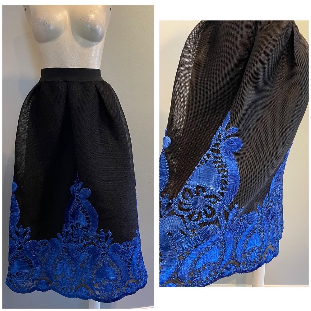 BLUE BLACK MESH SKIRT - Picture 6 of 6